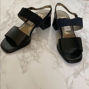 Vintage Navy Sling Back Block Heel